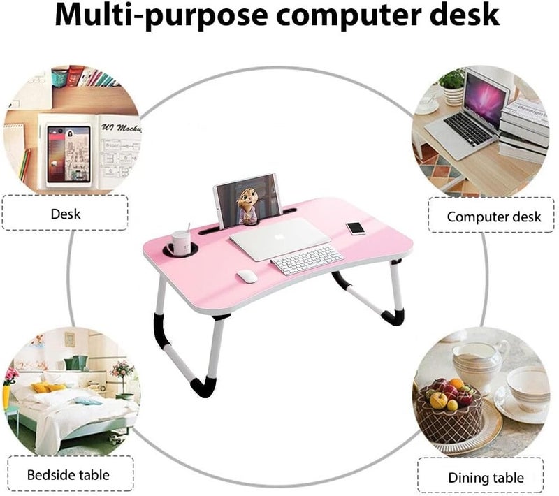 Laptop Wooden Bed Table – Foldable Lap Desk with Cup & Tablet Holder | Lightweight, Portable & Adjustable | Ideal for Work, Study, Meals, Reading – Perfect for Home, Office & Travel - Image 4